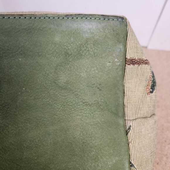 Tommy Bahama Palm Tree cream  Tapestry Purse Shoulder Bag green handles bottom - Picture 10 of 16